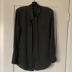 Equipment Black and White Tie Front Button Down Shirt